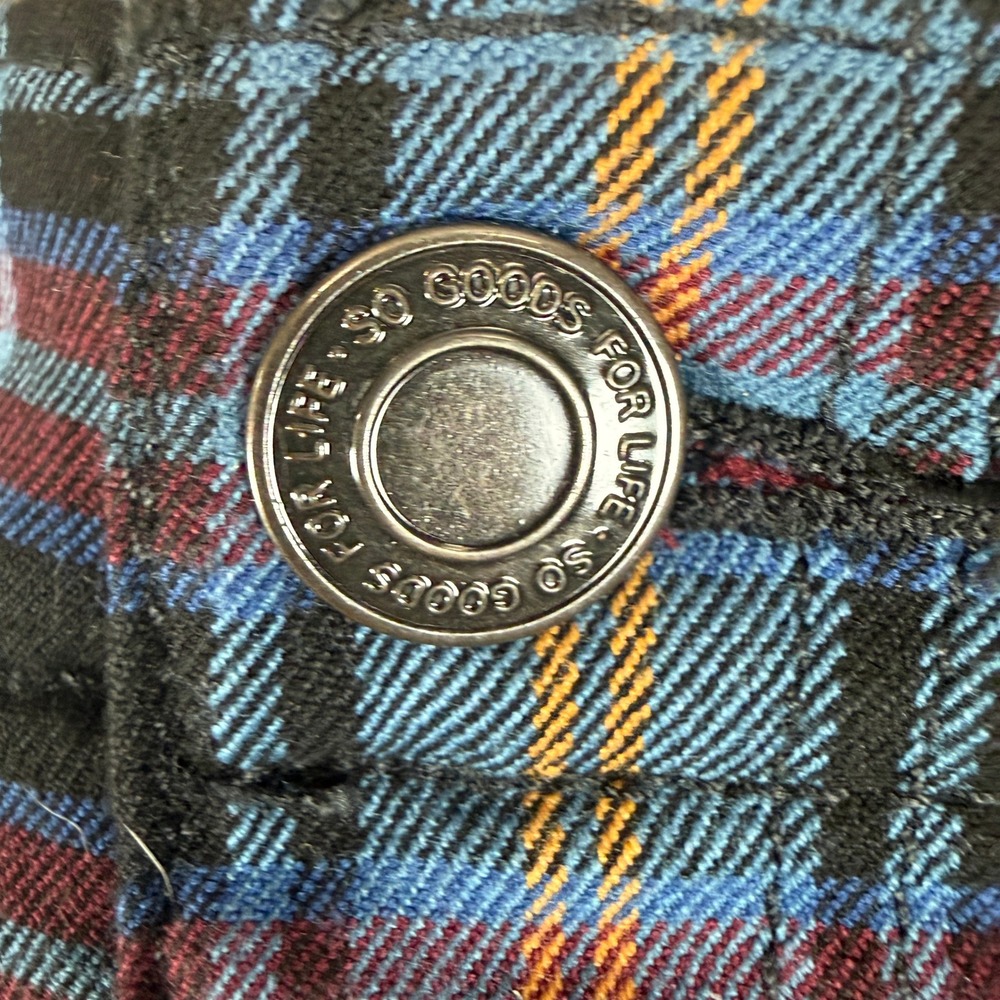 Y2K‎ Plaid Cargo Skirt Juniors 17 Blue Tartan Mini Utility Pockets Grunge Punk - Picture 4 of 11